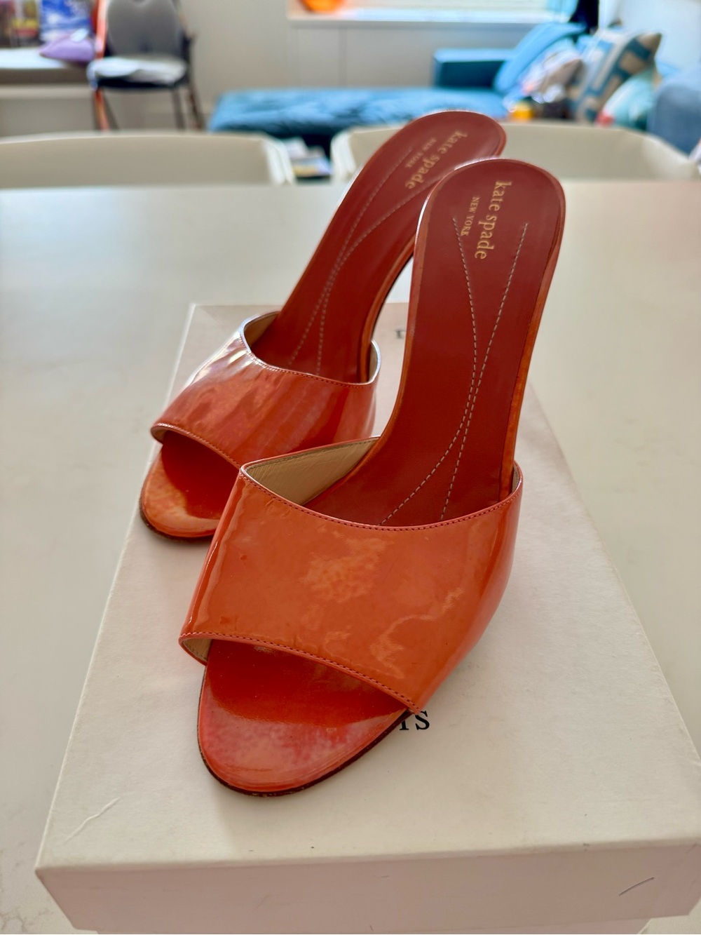 kate spade Coral Patent Slide Mules